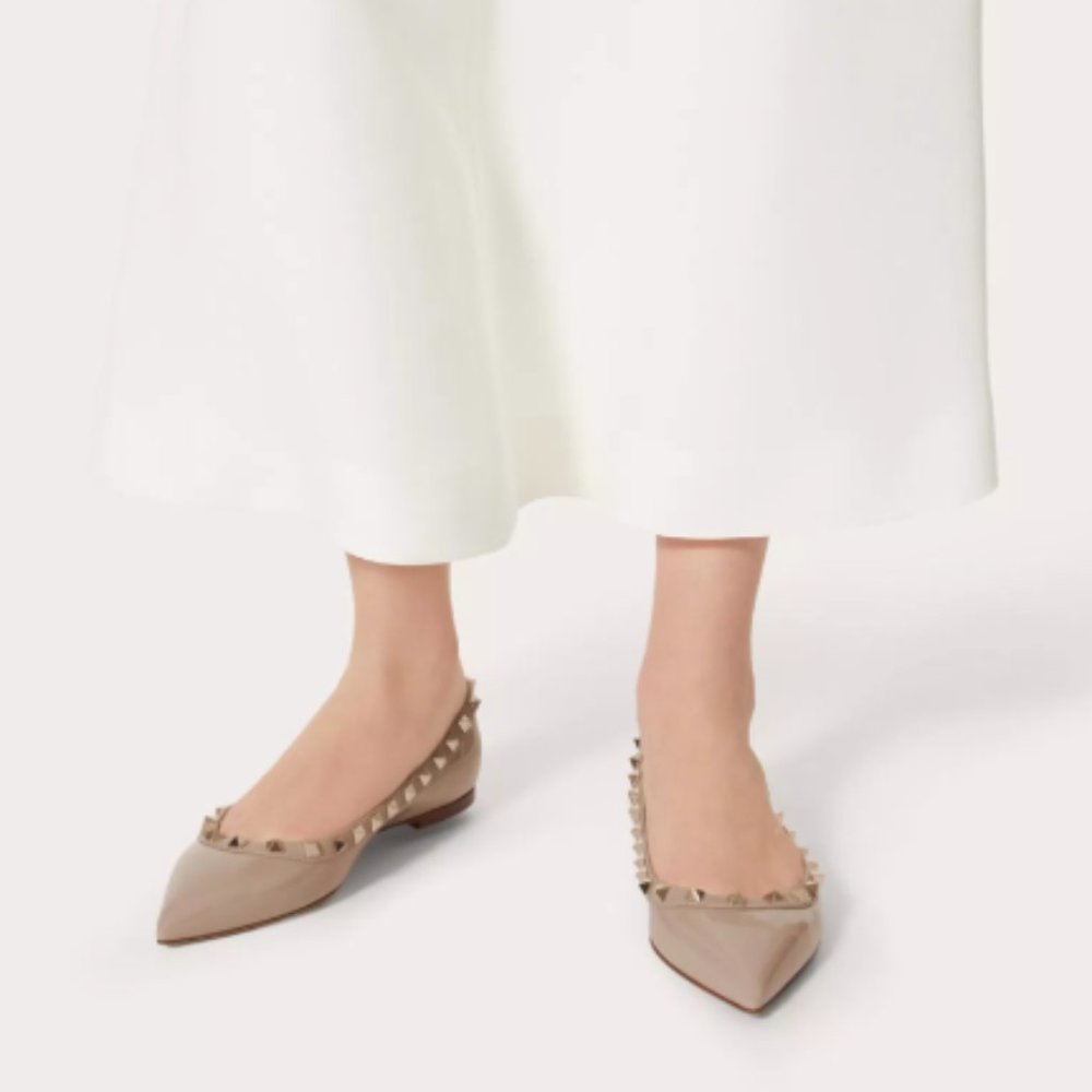 VALENTINO PATENT ROCKSTUD BALLET FLAT